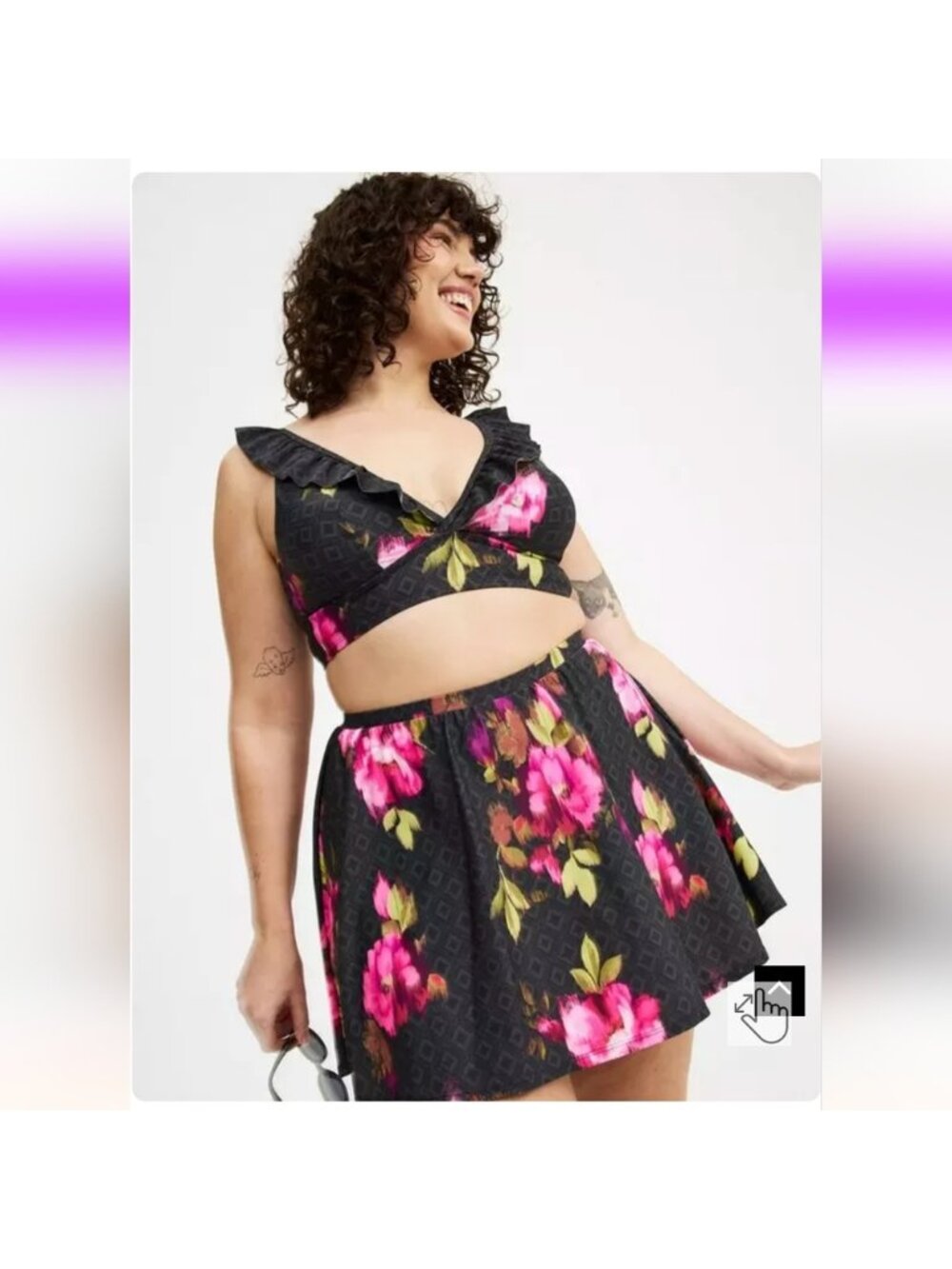 Torrid Wireless Floral Ruffle Bikini Top & Swim Skirt With Bottoms NWT Sz 4x - Picture 1 of 16